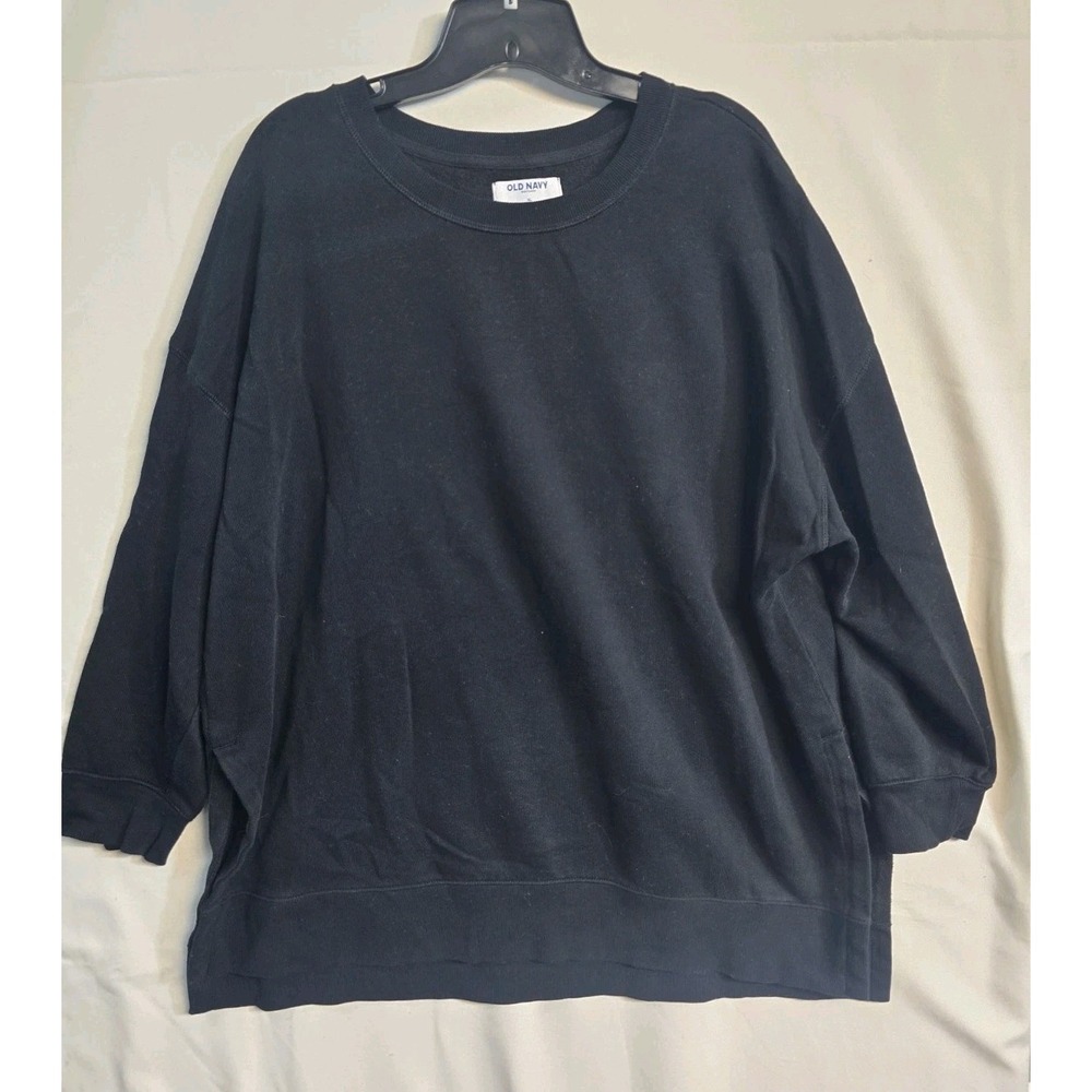 Old Navy Women's Tunic Sweatshirt Black XL Splits Athletic